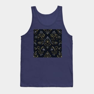 Radiant Elegance: Unveiling a Seamless Gold Jewelry and Diamond Tapestry, Fancy seamless golden pattern Wallpaper Decoration Tank Top